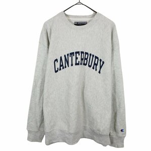 Champion チャンピオン CANTERBURY スウェット 刺繍 カレッジ 丸首 トレーナー グレー (メンズ XL) 中古 古着 O3714