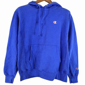 Champion チャンピオン リバースウィーブ パーカー ワンポイントロゴ ブルー (メンズ M) 中古 古着 O3893