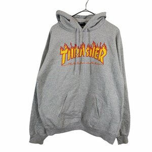 THRASHER スラッシャー ロゴプリントパーカー スケーター フーディー グレー (メンズ M) 中古 古着 O3852