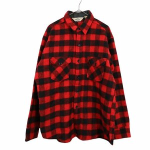 80年代~90年代 USA製 WOOLRICH ウールリッチ 長袖シャツ ウール ネルシャツ チェック柄 レッド (メンズ L) 中古 古着 O3812