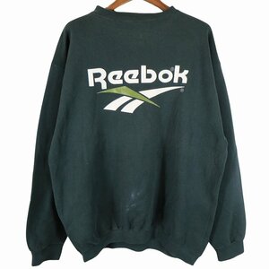 USA製 Reebok リーボック ワンポイントロゴ スウェット 大きいサイズ グリーン (メンズ 1XL-2XL) 中古 古着 O3983