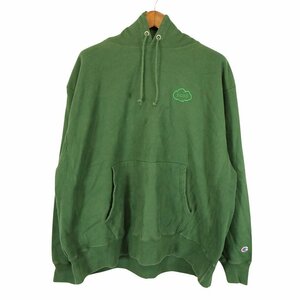 Champion チャンピオン リバースウィーブ ワンポイントロゴ パーカー 大きいサイズ プルオーバー グリーン (メンズ 2XL) 中古 古着 O3932