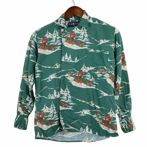 Ralph Lauren ラルフローレン デザイン長袖シャツ ノルディック柄 アニマル ポケット グリーン (キッズ 4) 中古 古着 O4025