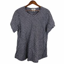 90年代 FLAX リネントップス 半袖Ｔシャツ チェック柄 パープル (レディース 1G) 中古 古着 O4023_画像1