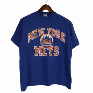 80年代 USA製 LOGO7 MLB ニューヨーク メッツ 半袖Ｔシャツ シングルステッチ スポーツ ベースボール ブルー (メンズ XL) 中古 古着 O4175