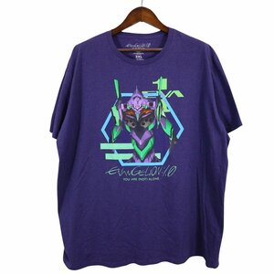 EVANGELION エヴァンゲリオン 半袖Ｔシャツ 大きいサイズ キャラクター 丸首 パープル (メンズ 3XL) 中古 古着 O4134