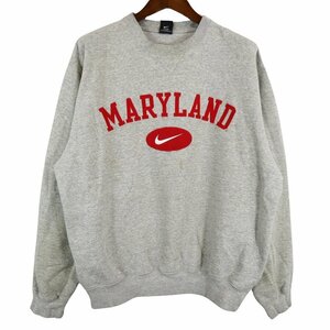 2000 period NIKE Nike college print sweat MARYLANDme Lee Land gray ( men's L) used old clothes O4595