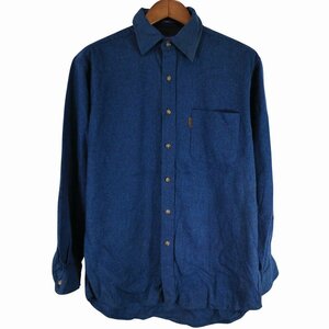 PENDLETON ペンドルトン ウール 長袖シャツ エルボーパッチ 袖タック ブルー (メンズ M) 中古 古着 O4828