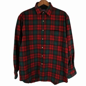 90年代~ PENDLETON ペンドルトン ウール 長袖シャツ チェック柄 レッド (メンズ L) 中古 古着 O4827