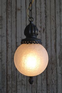 アンティーク　小型カスリガラス吊り下げランプ [alm-435]コレクションアメリカライトUSA灯ペンダントハンギングビンテージ