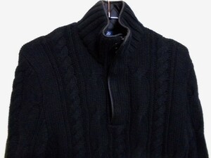 〇良品　ラルフローレン　ラムウール　ハーフジップ　ケーブル編み　セーター　サイズXS　黒〇
