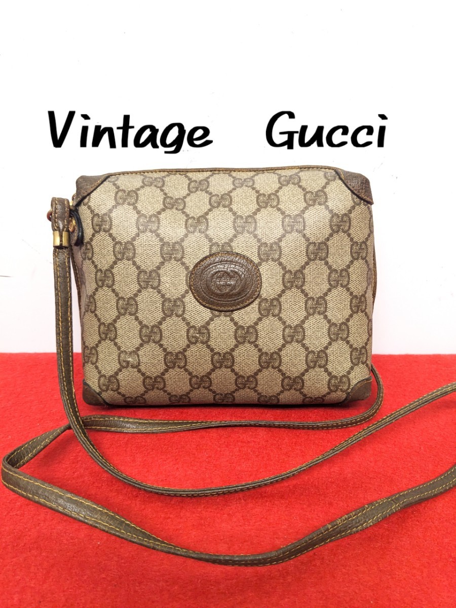 美品 希少 Gucci GG柄ショルダーバッグ ポシェット オールドグッチ