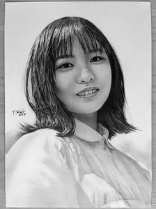 日向坂46 正源司陽子 No.1 手描きイラスト 鉛筆画 A4 美人画