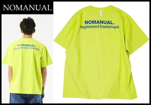 送無 G② 新品 未使用保管 NOMANUAL ノーマニュアル NM PATCH LOGO T-SHIRT パッチ ロゴ バック プリント 半袖 Tシャツ ネオングリーン M