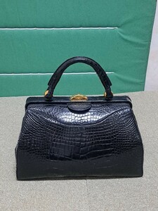 GENUINE CROCODILE SKIN　クロコダイル　 ワニ革 ドクター バッグ ハンドバッグ レディース カラー　ブラックサイズ36cm×17cm×22cm