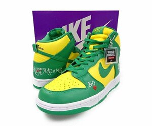 SUPREME×NIKE DN3741-700 NIKE SB DUNK HIGH 0G QS ダンク シューズ By Any Means グリーン×イエロー US7.5=25.5cm 正規品 / 27252