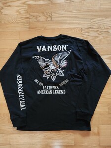 新作　送料込★VANSON　バンソン　NVLT-2315 天竺長袖Tシャツ 刺繍　バイカー　アメカジ　イーグル　ブラック　XL