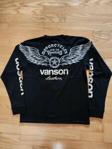 新作　送料込★VANSON　バンソン　NVLT-2312 天竺長袖Tシャツ　刺繍　アメカジ　バイカー　ウイング　ブラック　L