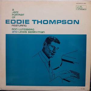 米オリジLPプロモ白ラベル 美盤 深溝ありMONO！Eddie Thompson Trio / A Jazz Portrait Of 1963年 Regina R299 英国の盲目ピアニスト人気盤