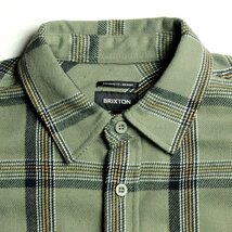 セール SALE 新品 BRIXTON ブリクストン ネルシャツ 長袖チェックシャツ ストレッチ生地 グリーン系チェック オールド レトロ L_画像3