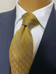 [ beautiful goods ] Ralph Lauren yellow fine pattern large . approximately 10cm necktie made in Japan 