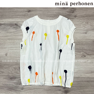  beautiful goods 22SS mina perhonen hopeelinen print ba Rune blouse 38 white white flax mina perhonen 2022