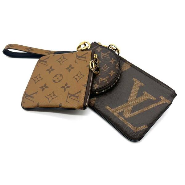 【美品】LOUIS VUITTON ルイヴィトン モノグラム リバース ポシェット トリオ コインケース M68756