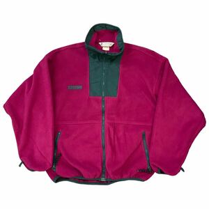 90s USA製 Columbia ピンク フリース ジャケット フルジップ パーカー ワンポイント ロゴ コロンビア ヴィンテージ