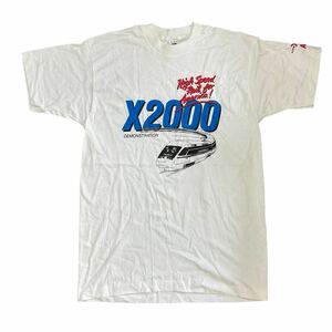 90s X2000 フルーツタグ L ホワイト 半袖 Tシャツ 電車 train スウェーデン フルーツ オブ ザルーム FRUIT OF THE LOOM ヴィンテージ