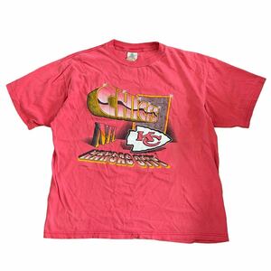 90s NFL KANSAS CITY CHIEFS レッド XL 半袖 Tシャツ ロゴTシャツ ビックロゴ フットボール カンザスシティ チーフス ヴィンテージ