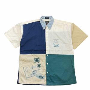 90s CHAPS M 半袖 ボタンダウン シャツ ボックス型 ヨット イラスト POLO RALPH LAUREN チャップス ポロ ラルフローレン ヴィンテージ