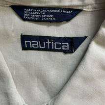 90s nautica 半袖シャツ L アイボリー バックプリント ヨット アロハシャツ ハワイアンシャツ ボックス型 ノーティカ ヴィンテージ_画像4