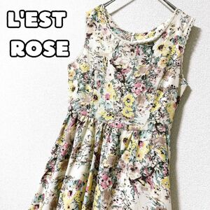 L'EST ROSE レストローズ ガーリー ノースリーブ ワンピース 花柄総柄