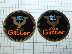 正規品 GOLD Glitter 21 ステッカー 2枚 当時物 です(107mm) ゴールドグリッター 21世紀