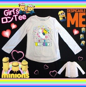 ミニオンズ　子供用　長袖　Tシャツ　女の子　ユニコーン　アメリカ　輸入子供服　ミニオン　minions　怪盗グルー　USJ　ピンク　7　130cm