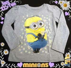 アメリカ直輸入　ミニオンズ　minions　子供　長袖　ロンＴ　Tシャツ　グレー　5T 110cm　ユニバ　ミニオン　デイブ　キャラクター　ベビー