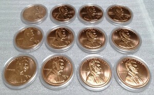 アメリカ リンカーンペニー 銅 ラウンド 純銅 12枚セット