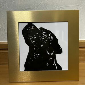 アルミフォトフレーム入り　ラブラドール切り絵