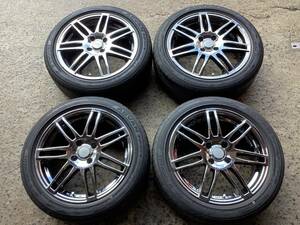 M6559 ENKEI TUNING SC05 スパッタリングメッキ 16インチ 6.5J +50 100/4H ＆195/50R16 夏タイヤ 4本 フィットRS に！