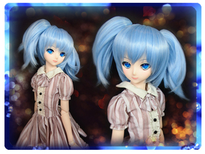 ●ドールウィッグ*ツインテール*スノーブルー*9～9.5インチ（（MDD DD SD SmartDollなど）●doll wig＊dollwig●