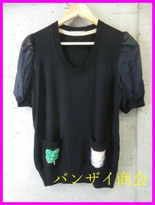 [ postage 300 jpy possible ]006c5* superior article. * sleeve switch * cashmere .*TSUMORI CHISATO Tsumori Chisato short sleeves silk knitted shirt 2/ sweater / jacket 