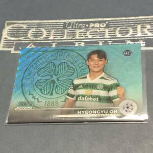 2022-23 Topps Stadium Club Chrome UEFA Club Competitions Hyeongyu Oh オ・ヒョンギュ Celtic RC AquaWave Refractor Baseパラレル /275