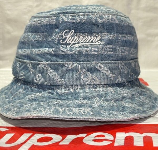 Supreme シュプリーム Warp Jacquard Logos Denim Crusher Hat