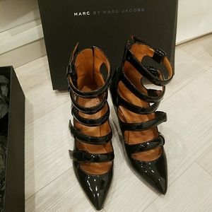 MARC BY MARC JACOBS美品多重エナメルパンプスショートブーツ36黒