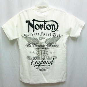 ノートン Norton 刺繍ワッフル半袖Tシャツ 232N1009 ホワイト XL LL 2L アメカジ バイカー ロッカーズ サーマル