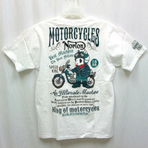 ノートン Norton ドッグライダーパッセージ刺繍半袖Tシャツ 232N1011 ホワイト XL LL 2L アメカジ バイカー ロッカーズ バイク 犬_画像1