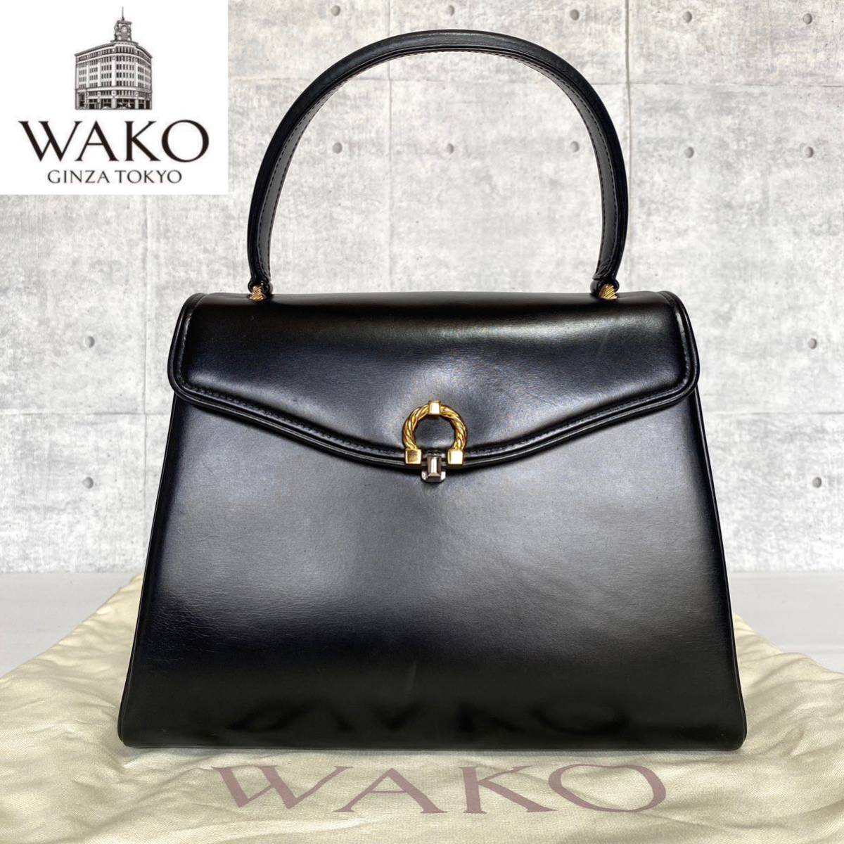 美品】WAKO フォーマルバッグ 自立ハンドル 黒-