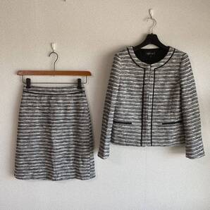 インディヴィ ノーカラー スーツ 36 W64 面接 ママ お受験 春秋 DMW