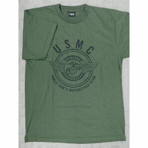 米海兵隊「USMC UNCLE SAM'S MOTORCYCLE CLUB」Tシャツ・LARGE・未使用品・即決／モーターサイクル,クラブ,バイク,ハーレーダビッドソンの画像1