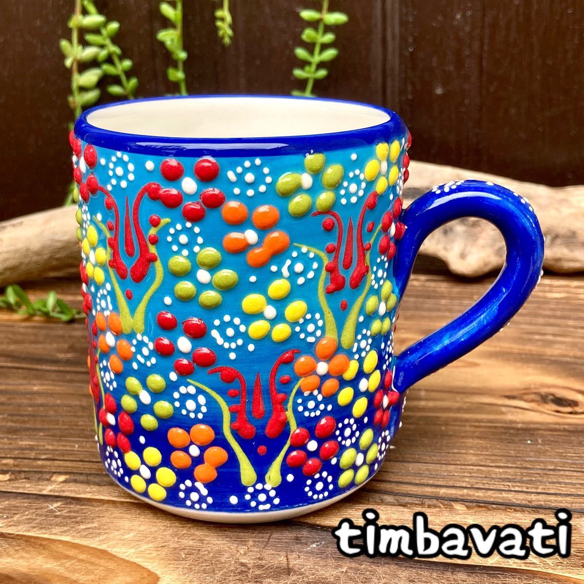 ☆New☆Turkish pottery mug *light blue* Handmade Kutahya pottery [Free shipping under certain conditions] 156, Tea utensils, Mug, Ceramic